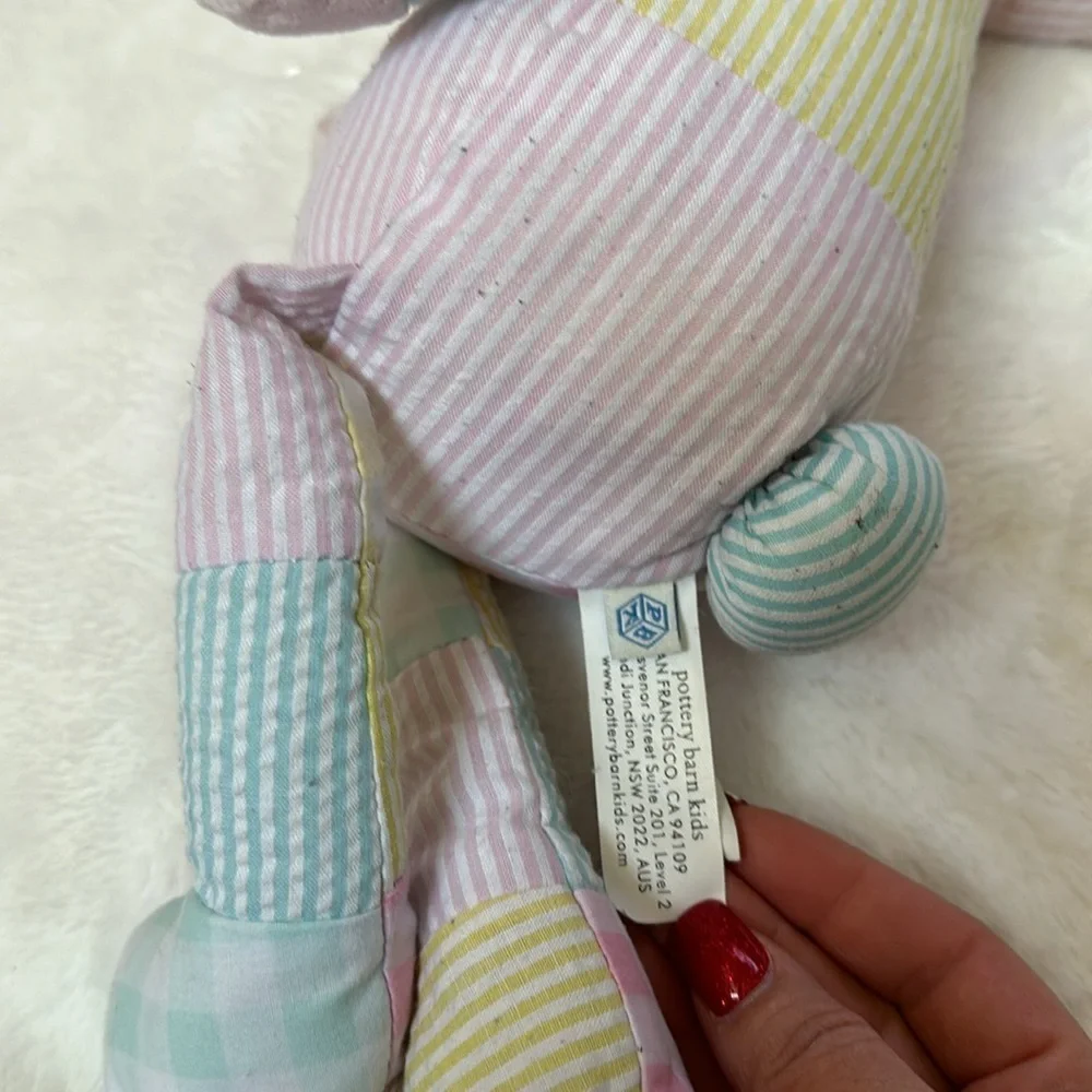Pottery Barn Kids Plush Stuffed Patchwork Bunny Rabbit 16